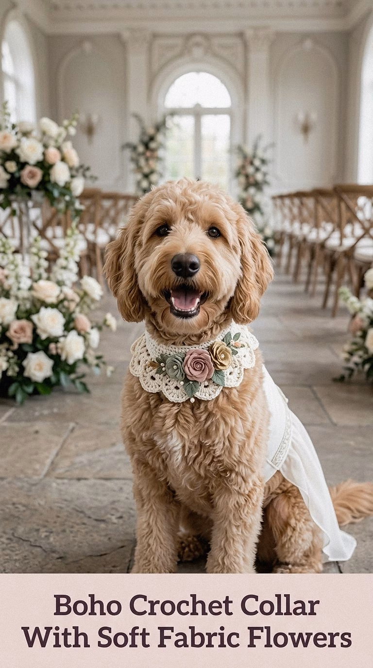 Boho Crochet Collar With Soft Fabric Flowers