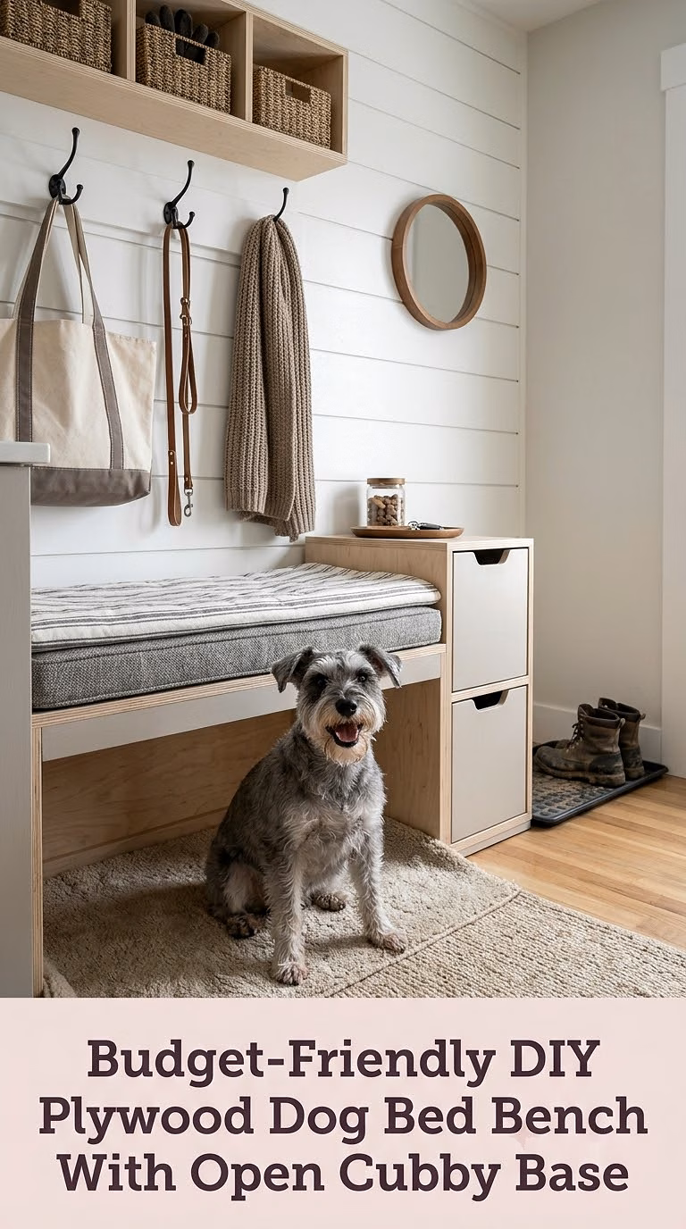 Budget-Friendly DIY Plywood Dog Bed Bench With Open Cubby Base