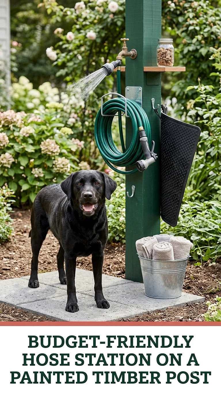 Budget-Friendly Hose Station On A Painted Timber Post