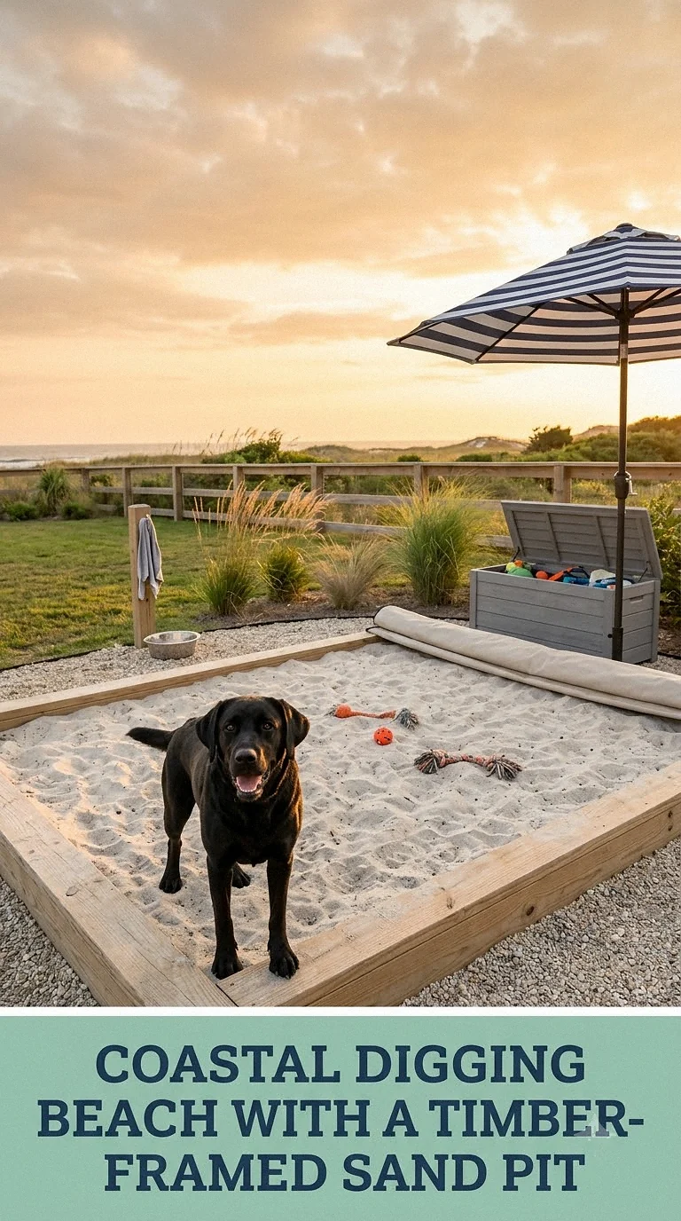 Coastal Digging Beach With A Timber-Framed Sand Pit