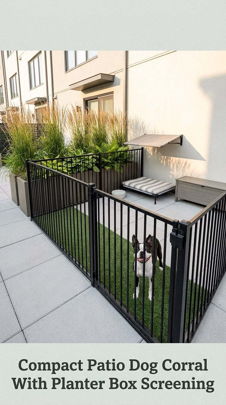 Compact Patio Dog Corral With Planter Box Screening