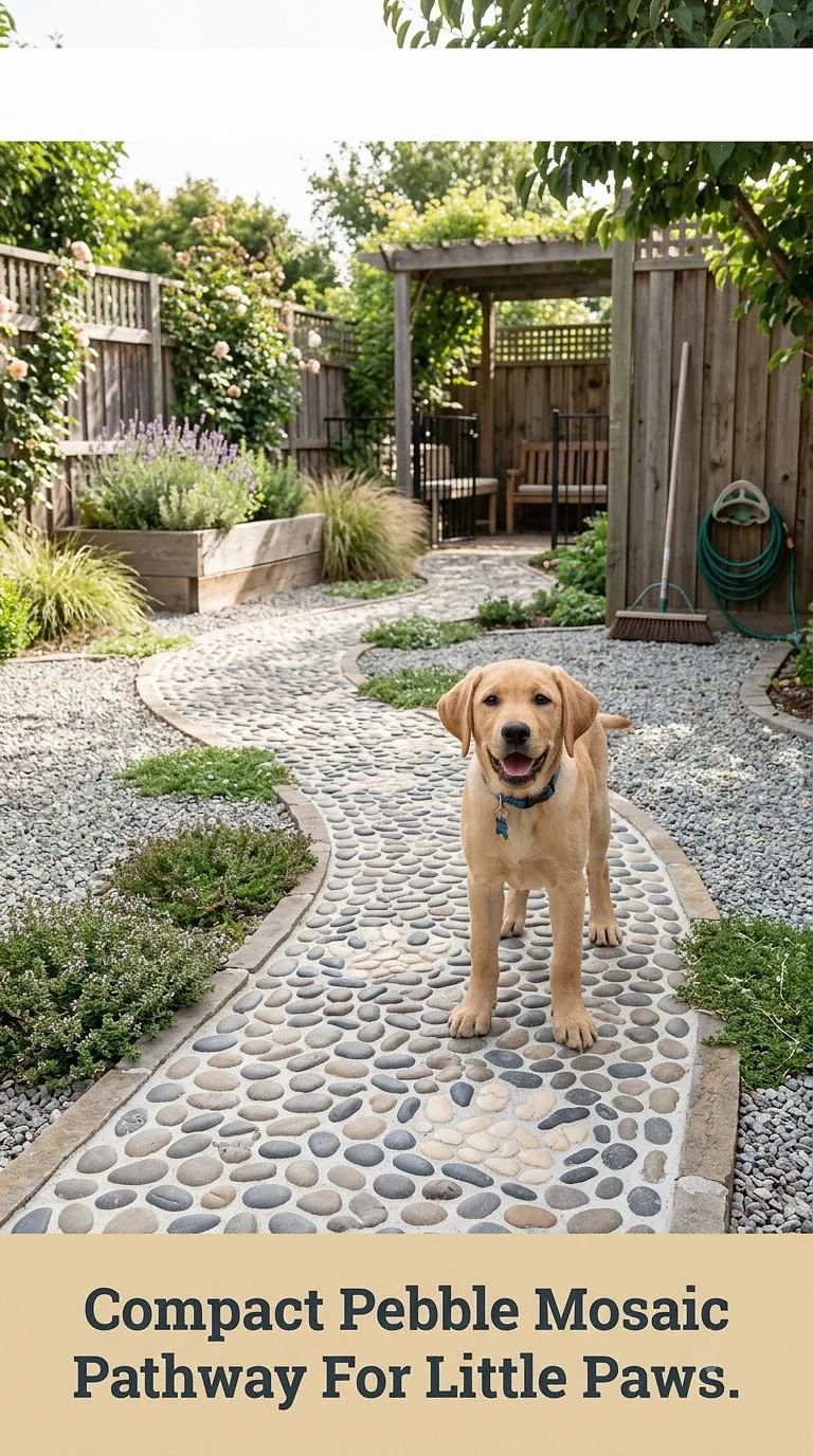 Compact Pebble Mosaic Pathway For Little Paws