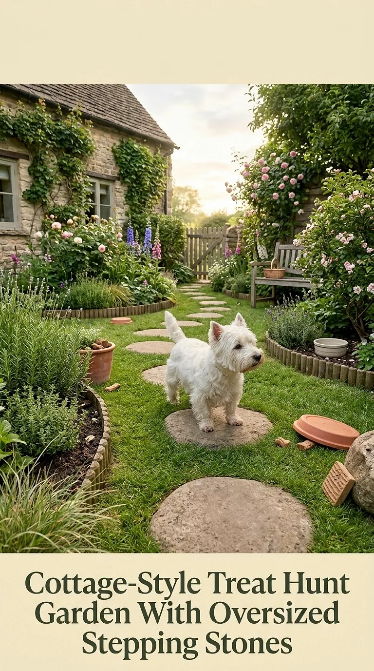 Cottage-Style Treat Hunt Garden With Oversized Stepping Stones