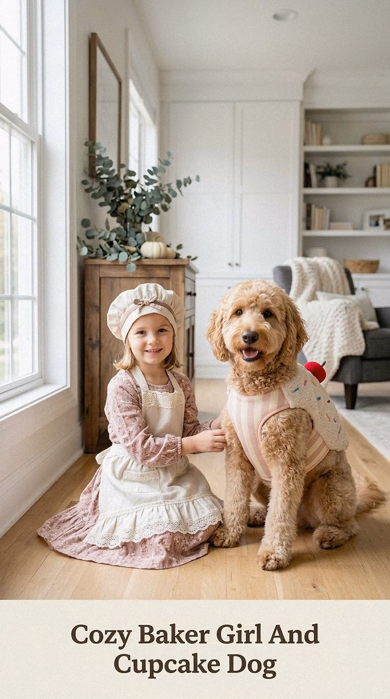 Cozy Baker Girl And Cupcake Dog