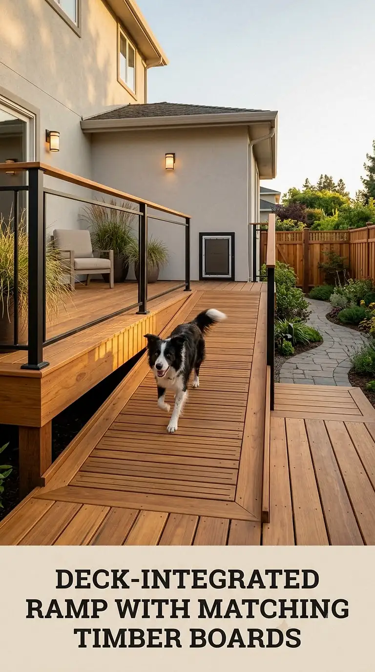 Deck-Integrated Ramp With Matching Timber Boards