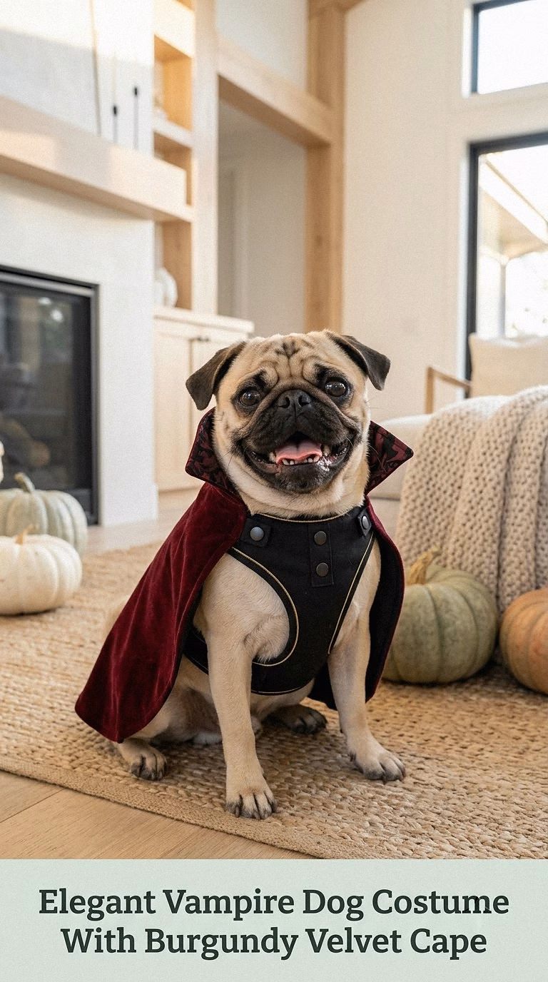 Elegant Vampire Dog Costume With Burgundy Velvet Cape