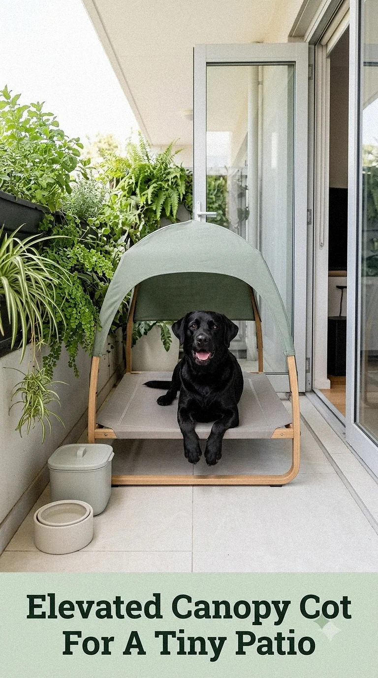 Elevated Canopy Cot For A Tiny Patio