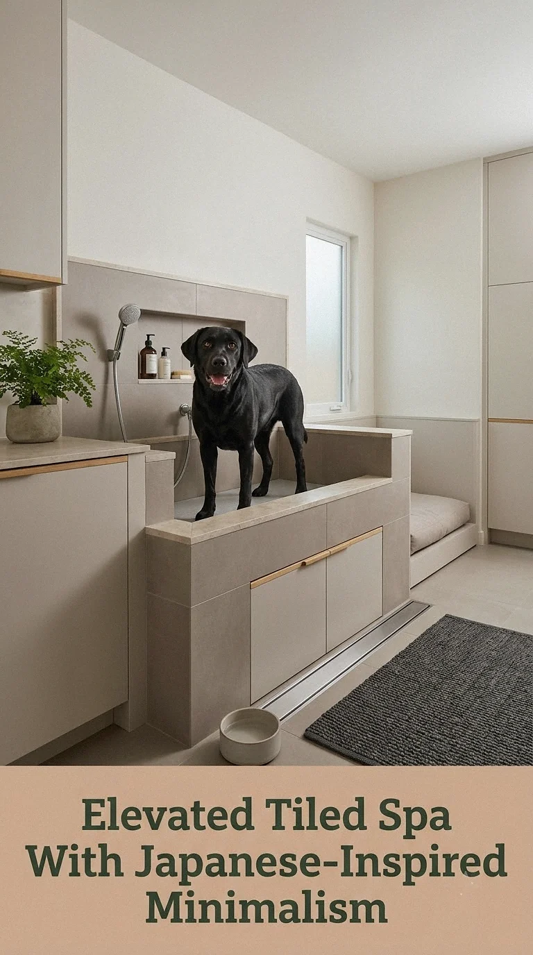 Elevated Tiled Spa With Japanese-Inspired Minimalism