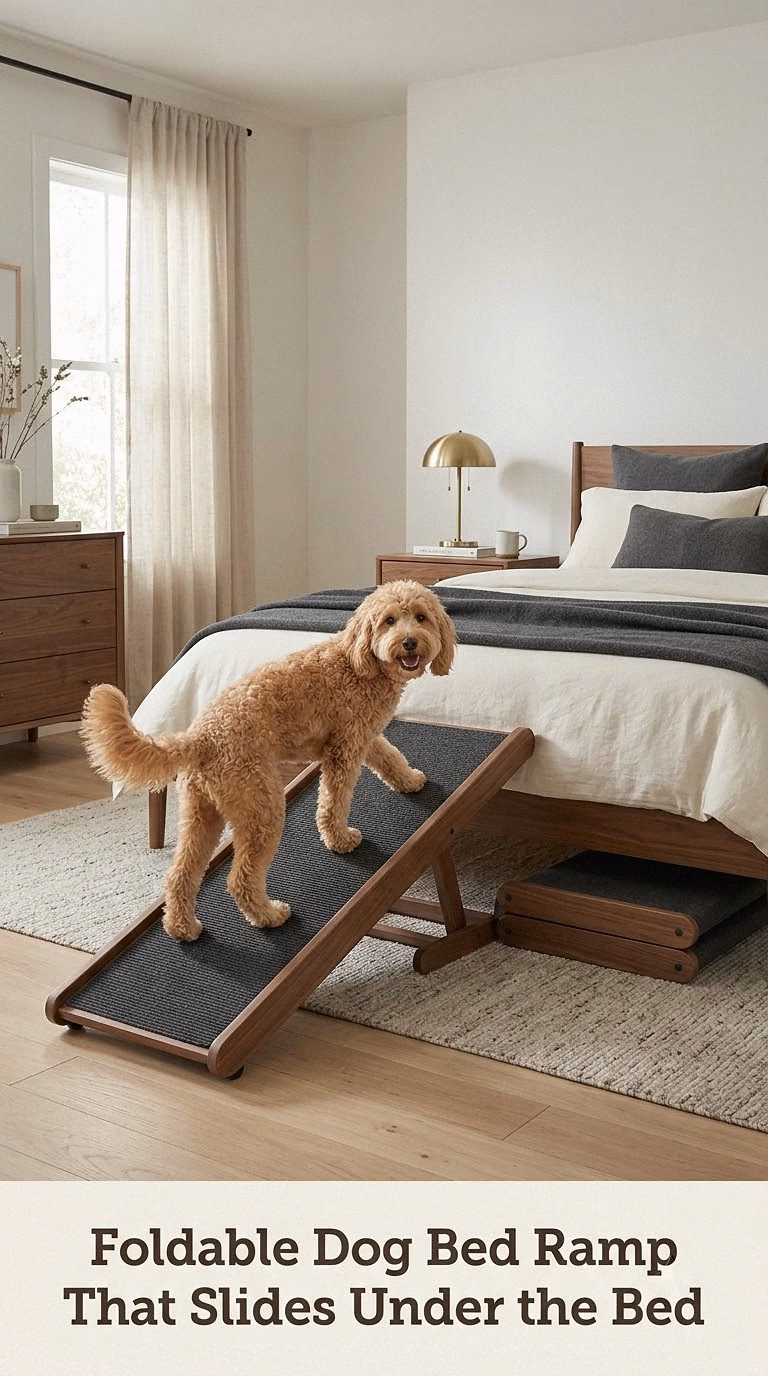 Foldable Dog Bed Ramp That Slides Under the Bed