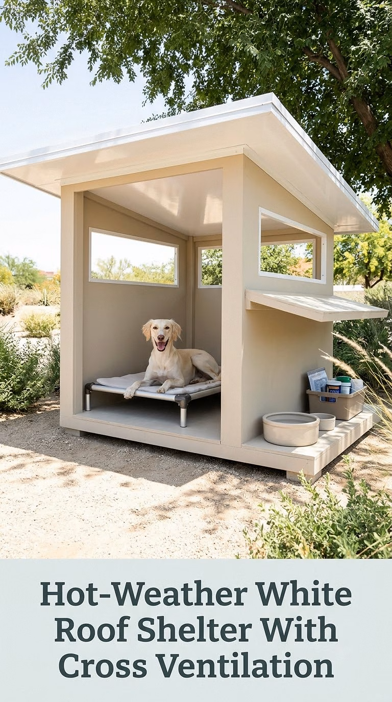 Hot-Weather White Roof Shelter With Cross Ventilation