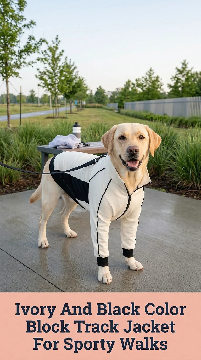 Ivory And Black Color Block Track Jacket For Sporty Walks