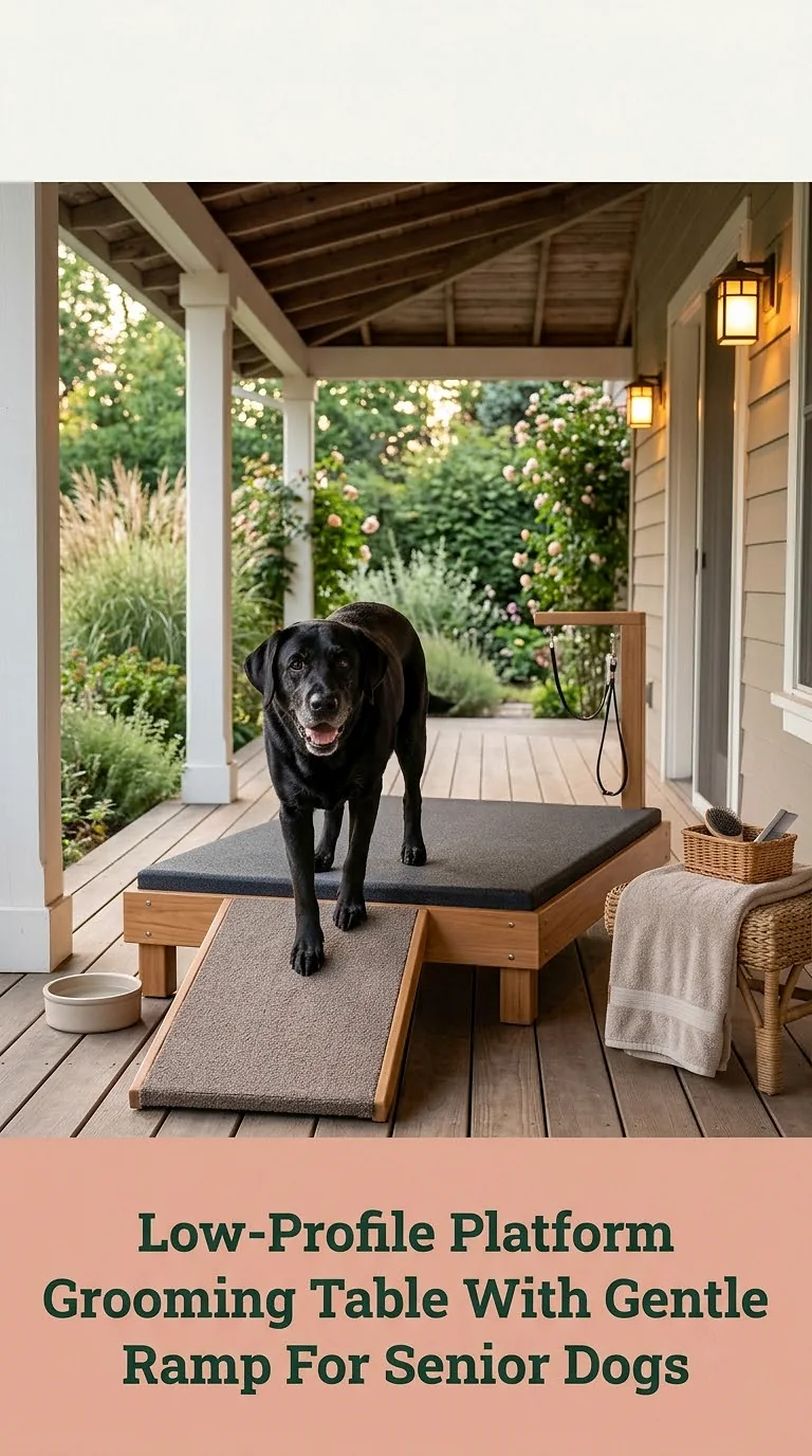 Low-Profile Platform Grooming Table With Gentle Ramp For Senior Dogs