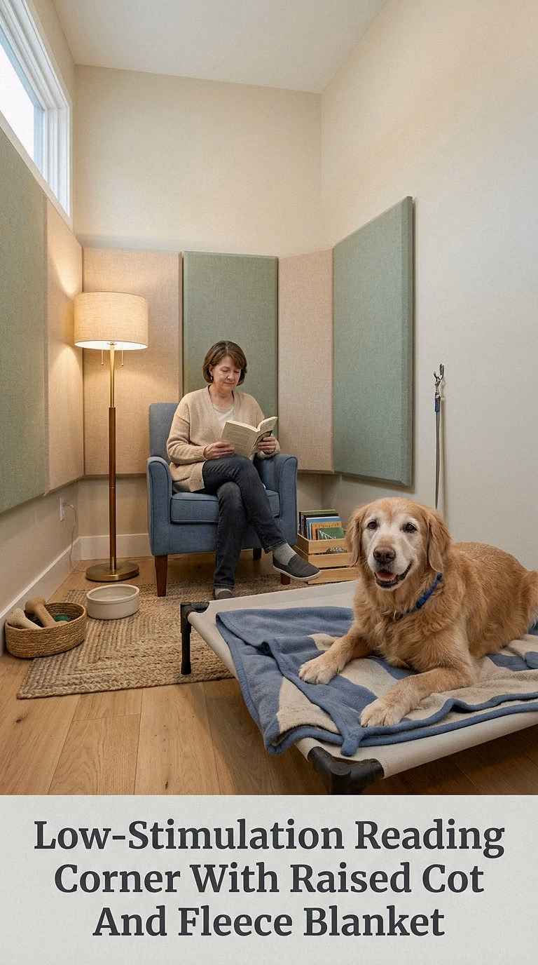 Low-Stimulation Reading Corner With Raised Cot And Fleece Blanket
