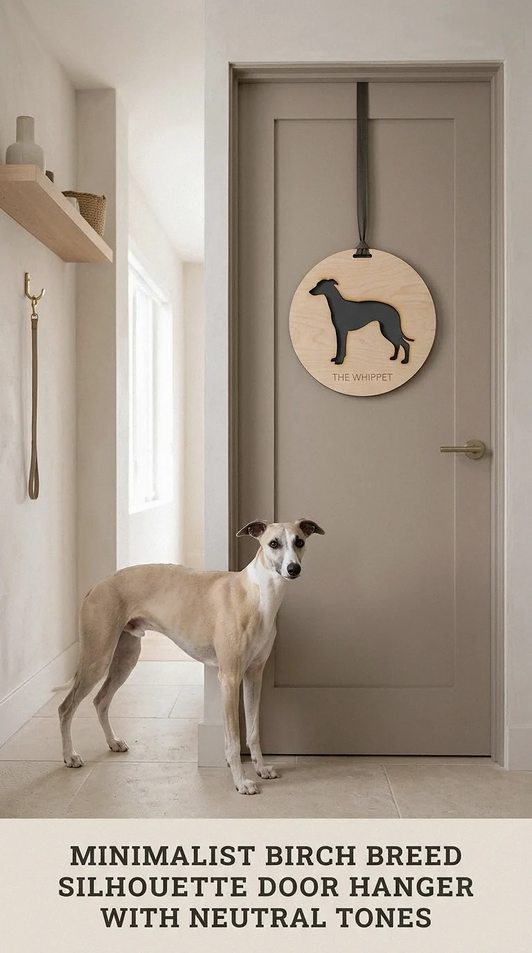 Minimalist Birch Breed Silhouette Door Hanger With Neutral Tones