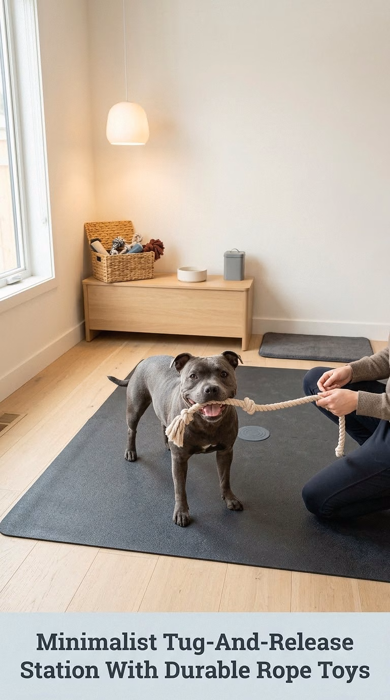 Minimalist Tug-And-Release Station With Durable Rope Toys