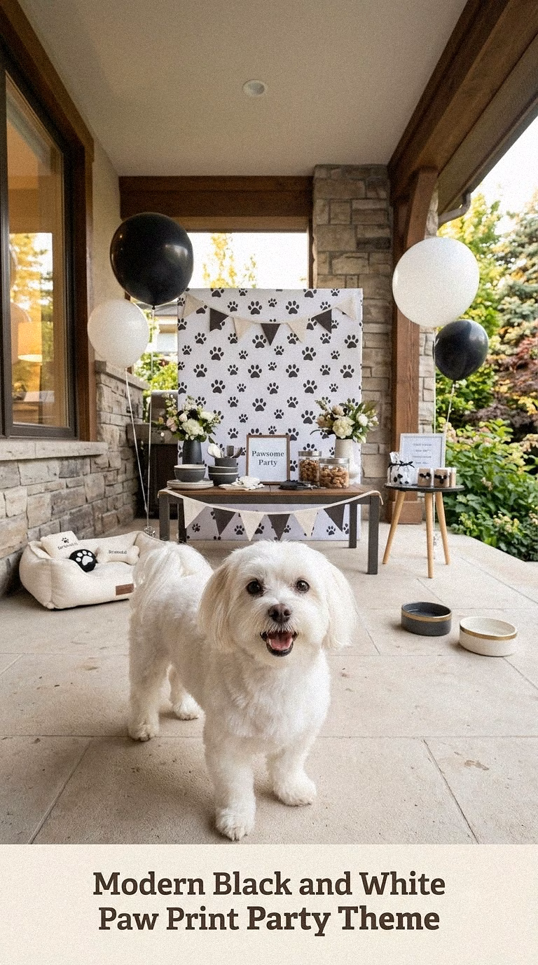 Modern Black and White Paw Print Party Theme
