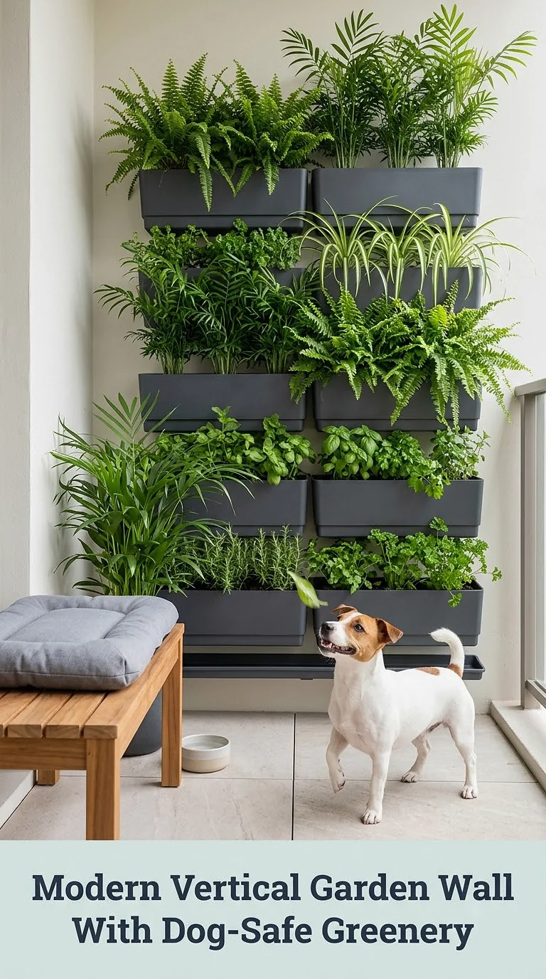 Modern Vertical Garden Wall With Dog-Safe Greenery