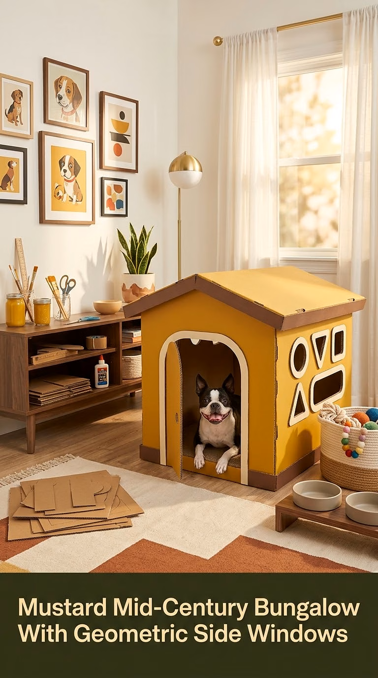 Mustard Mid-Century Bungalow With Geometric Side Windows