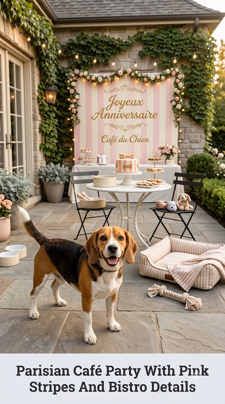 Parisian Café Party With Pink Stripes And Bistro Details