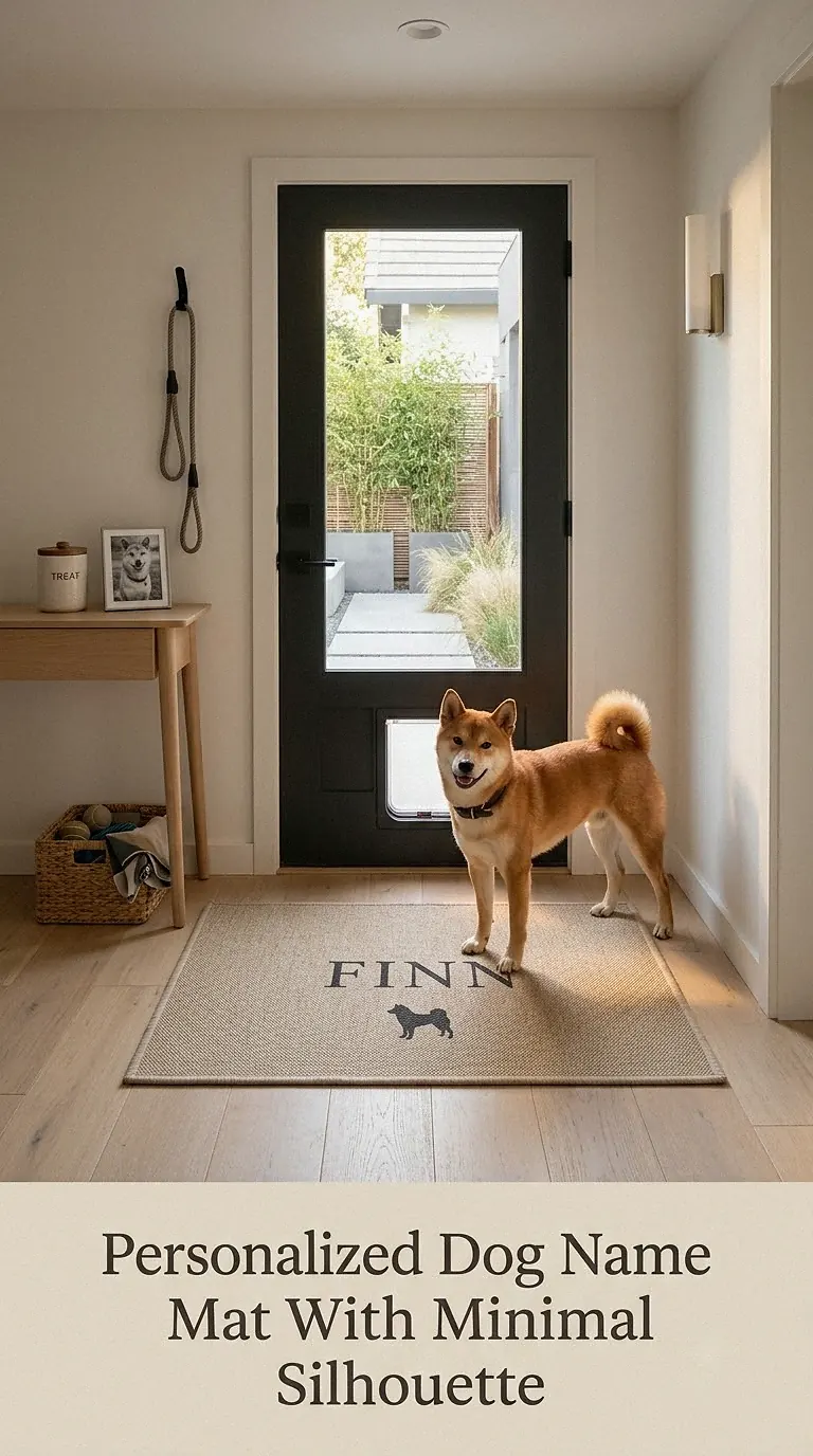 Personalized Dog Name Mat With Minimal Silhouette