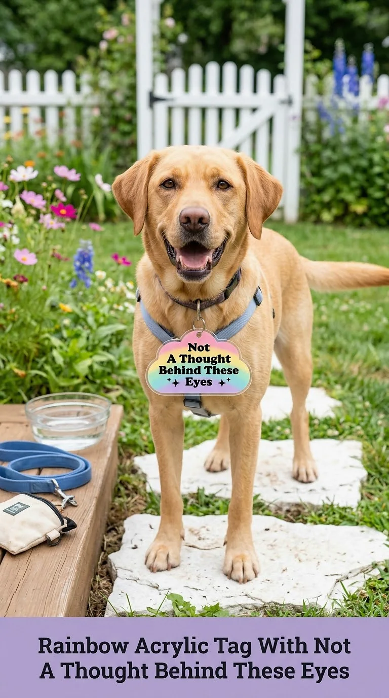 Rainbow Acrylic Tag With Not A Thought Behind These Eyes