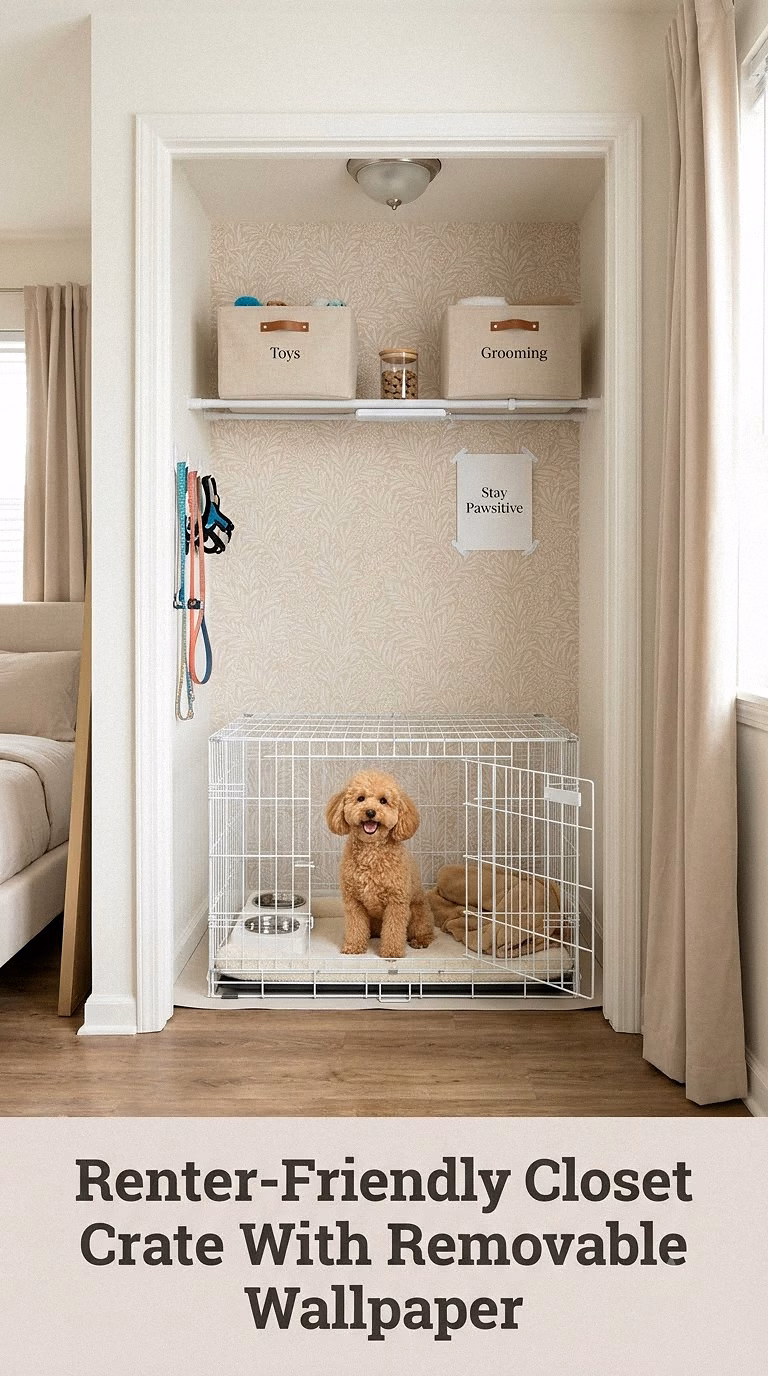 Renter-Friendly Closet Crate With Removable Wallpaper
