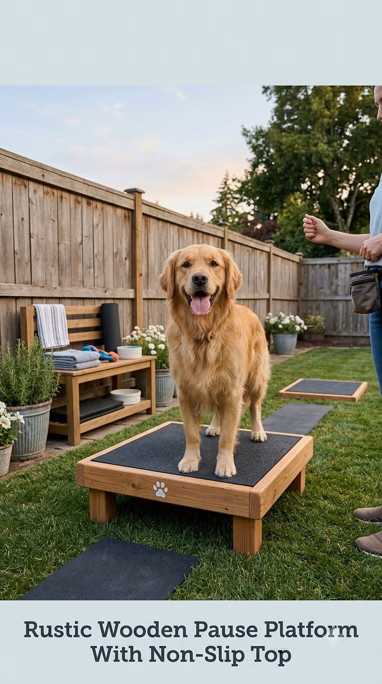 Rustic Wooden Pause Platform With Non-Slip Top