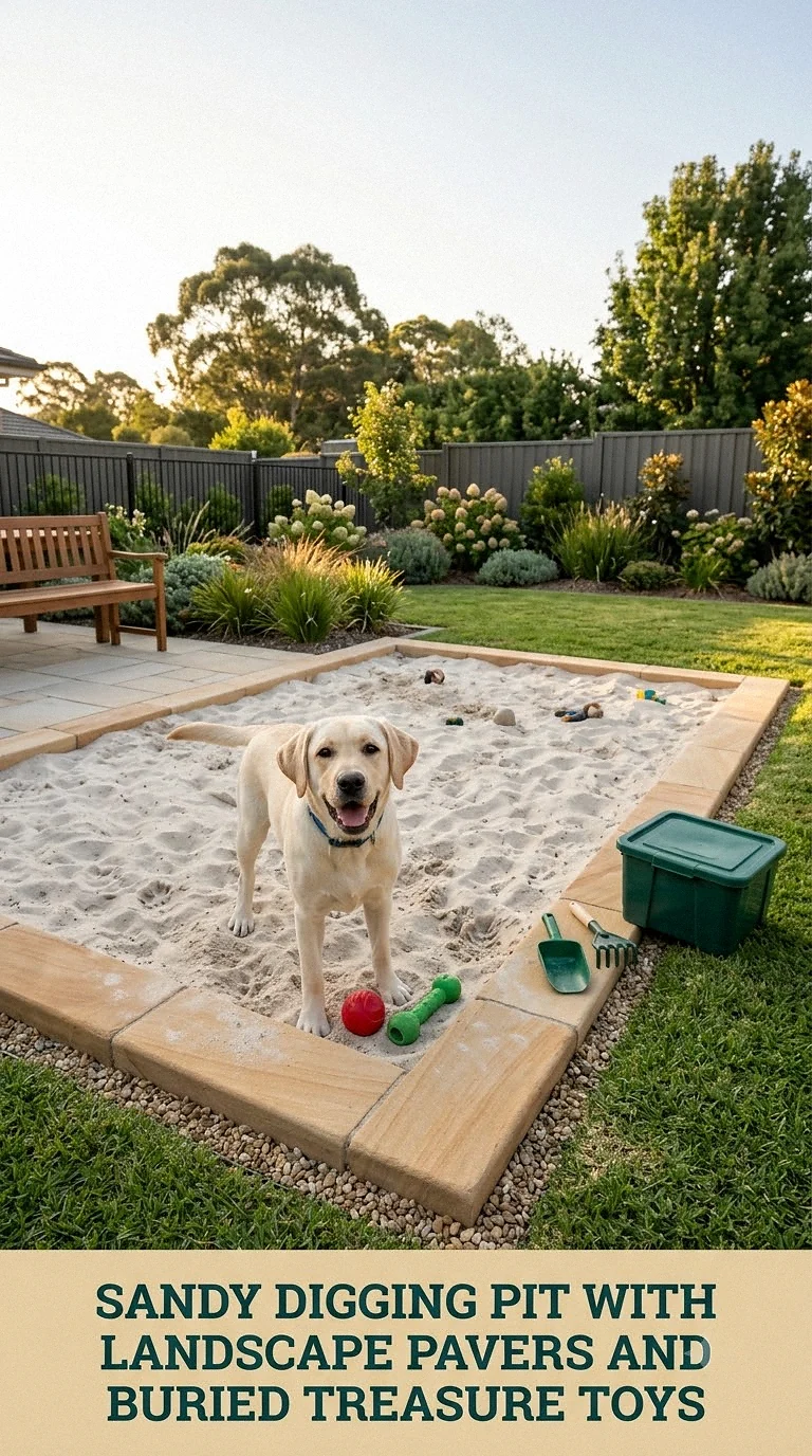 Sandy Digging Pit With Landscape Pavers And Buried Treasure Toys