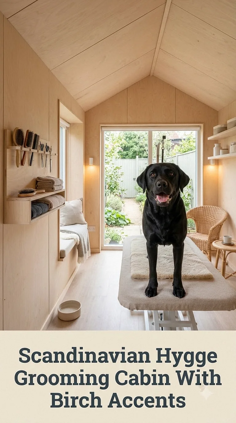 Scandinavian Hygge Grooming Cabin With Birch Accents
