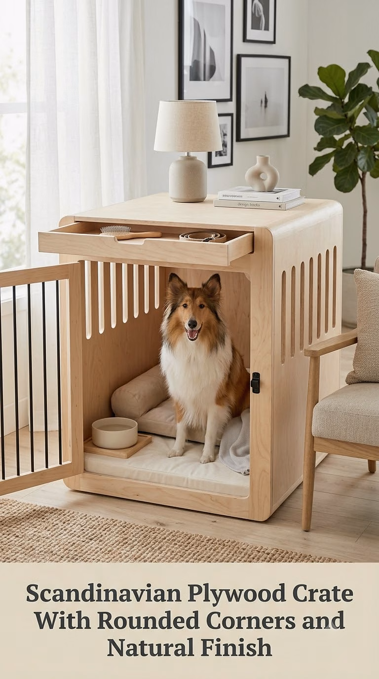Scandinavian Plywood Crate With Rounded Corners and Natural Finish