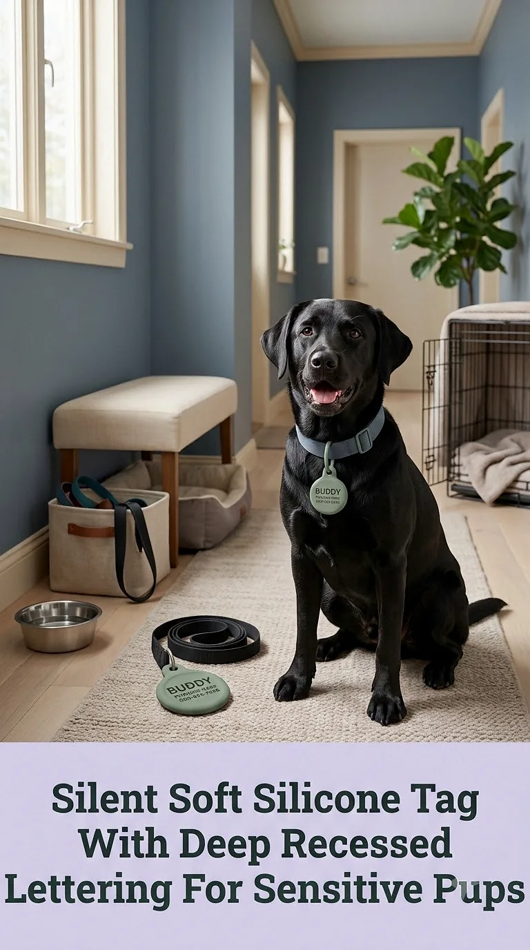Silent Soft Silicone Tag With Deep Recessed Lettering For Sensitive Pups