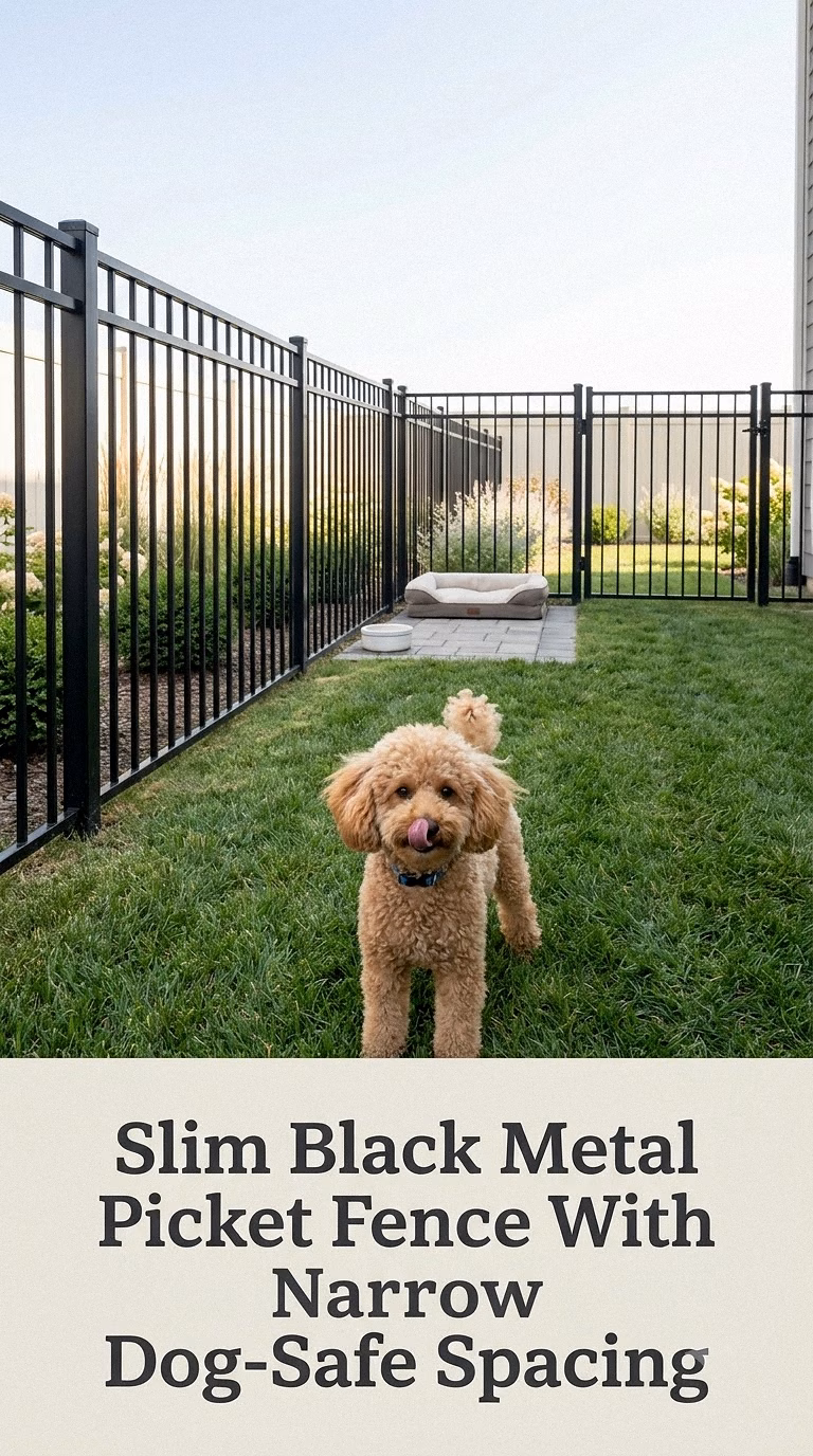 Slim Black Metal Picket Fence With Narrow Dog-Safe Spacing