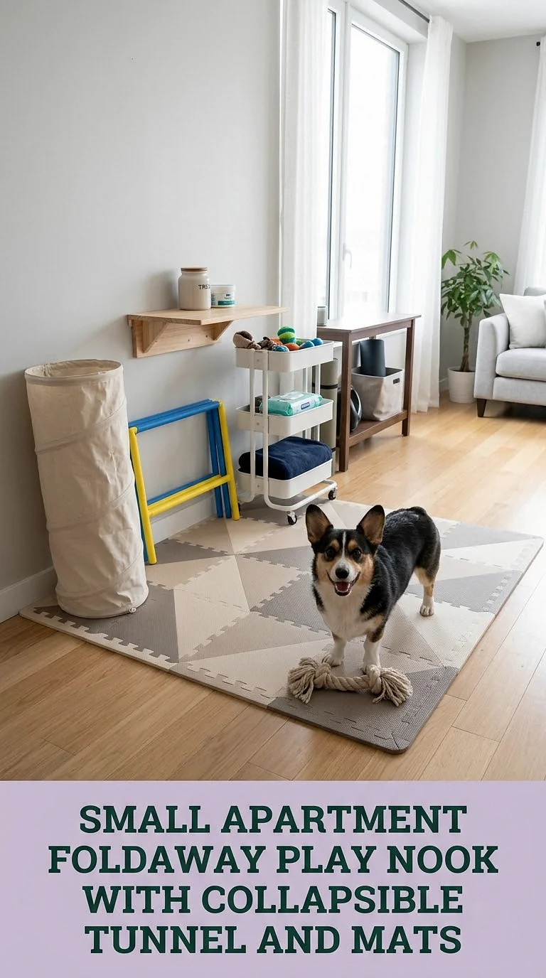 Small Apartment Foldaway Play Nook With Collapsible Tunnel And Mats