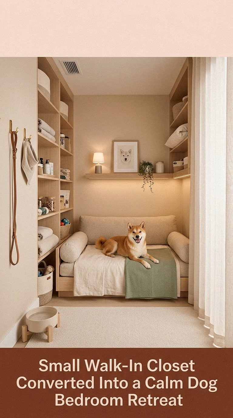 7. Small Walk-In Closet Converted Into a Calm Dog Bedroom Retreat
