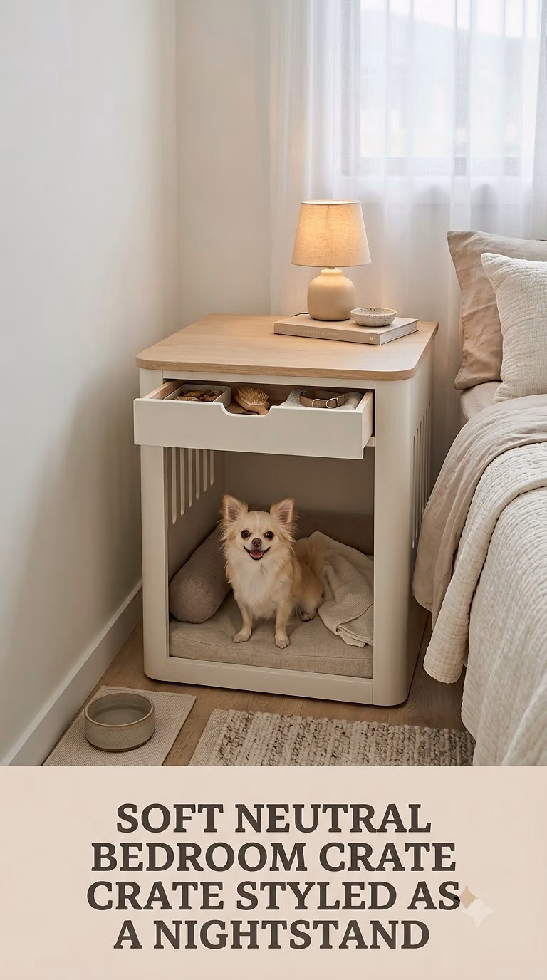 Soft Neutral Bedroom Crate Styled as a Nightstand