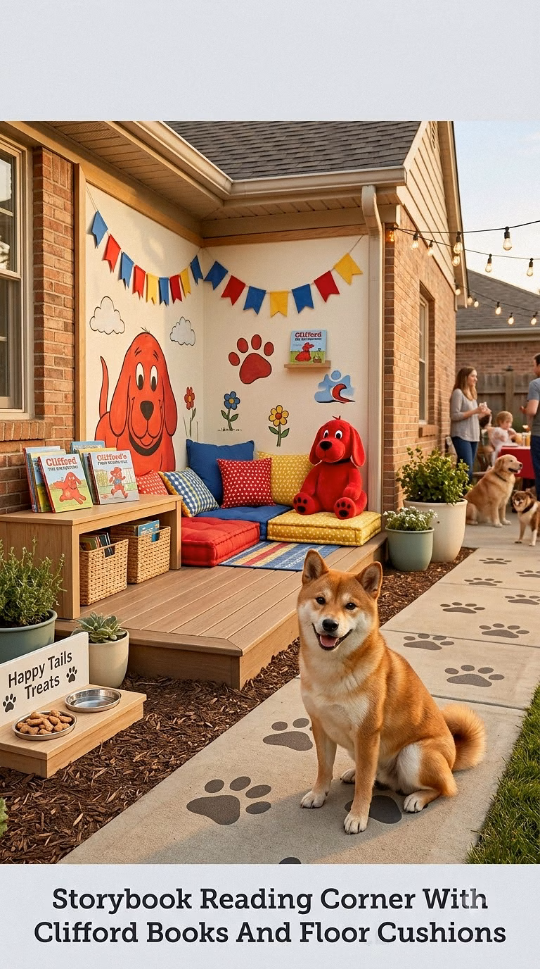 Storybook Reading Corner With Clifford Books And Floor Cushions