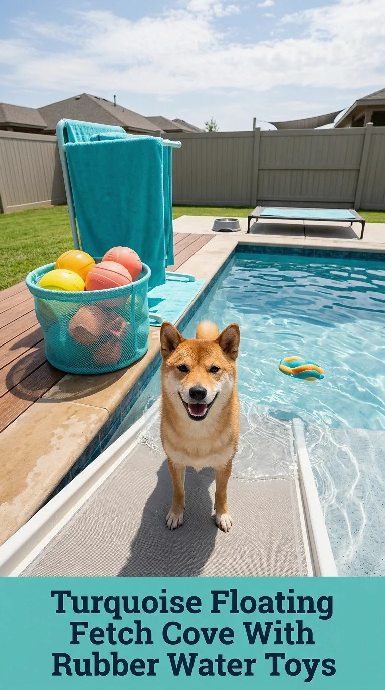 Turquoise Floating Fetch Cove With Rubber Water Toys