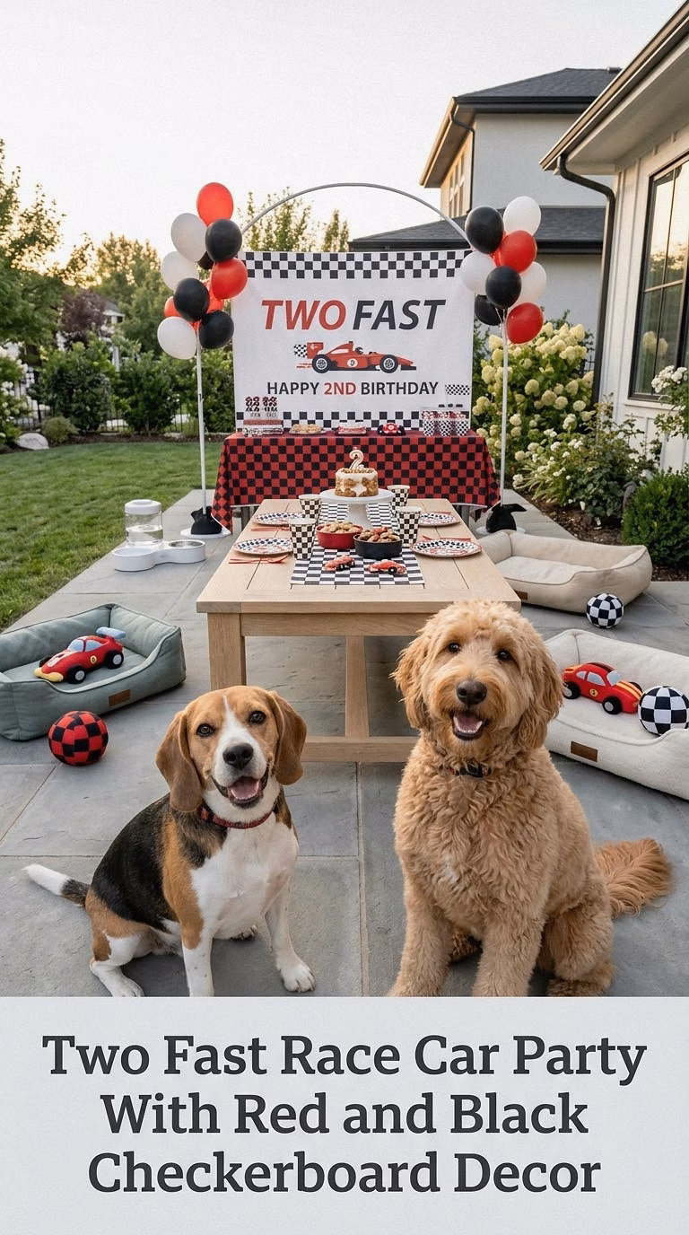 Two Fast Race Car Party With Red and Black Checkerboard Decor