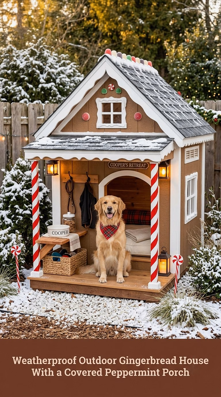 Weatherproof Outdoor Gingerbread House With a Covered Peppermint Porch