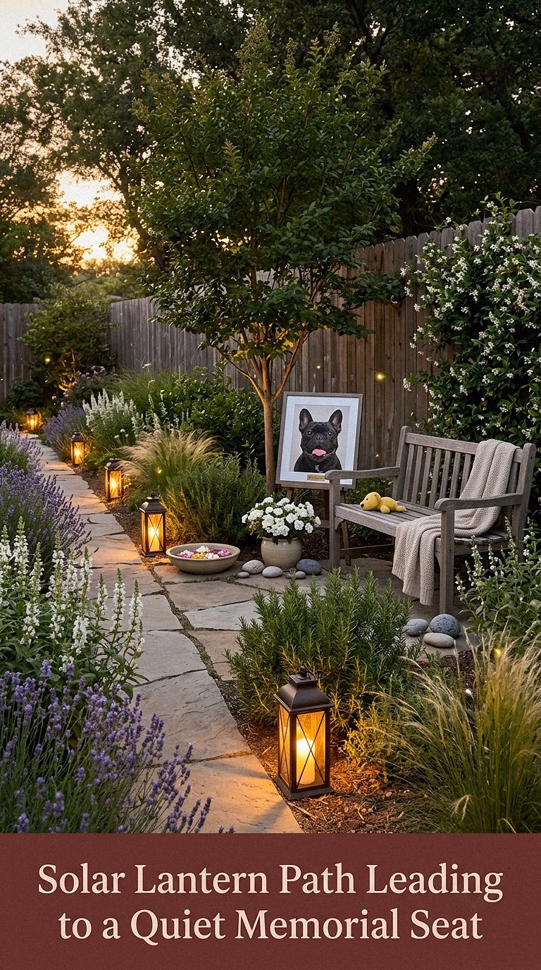 8. Solar Lantern Path Leading to a Quiet Memorial Seat