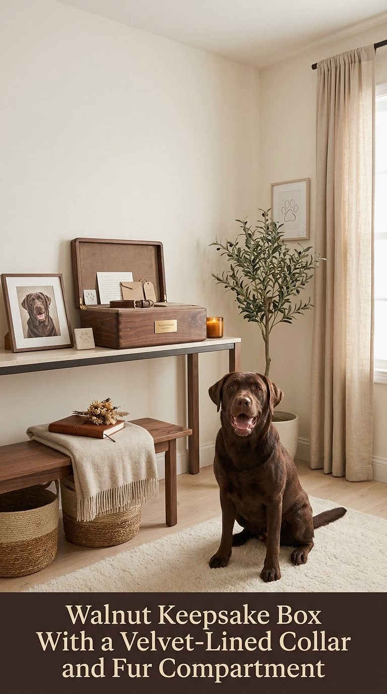 8. Walnut Keepsake Box With a Velvet-Lined Collar and Fur Compartment