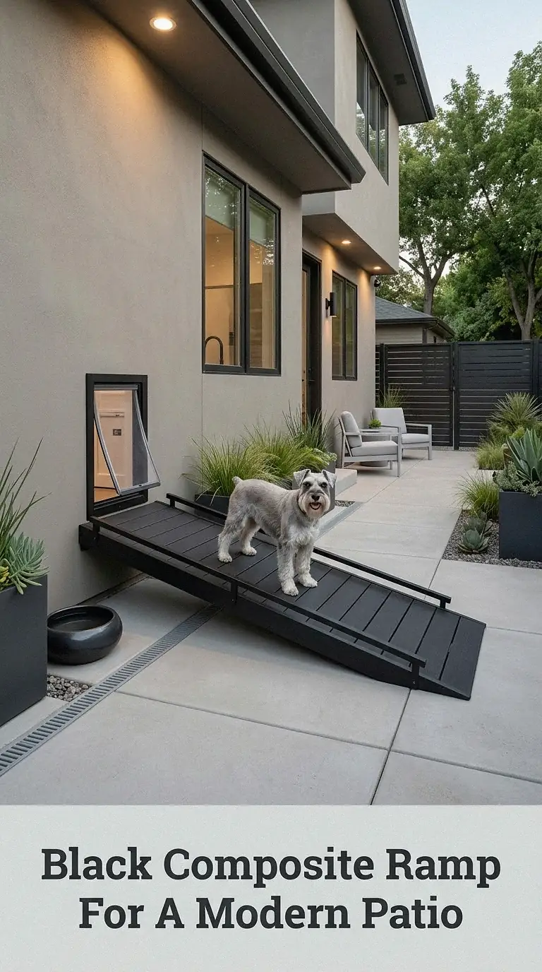 Black Composite Ramp For A Modern Patio