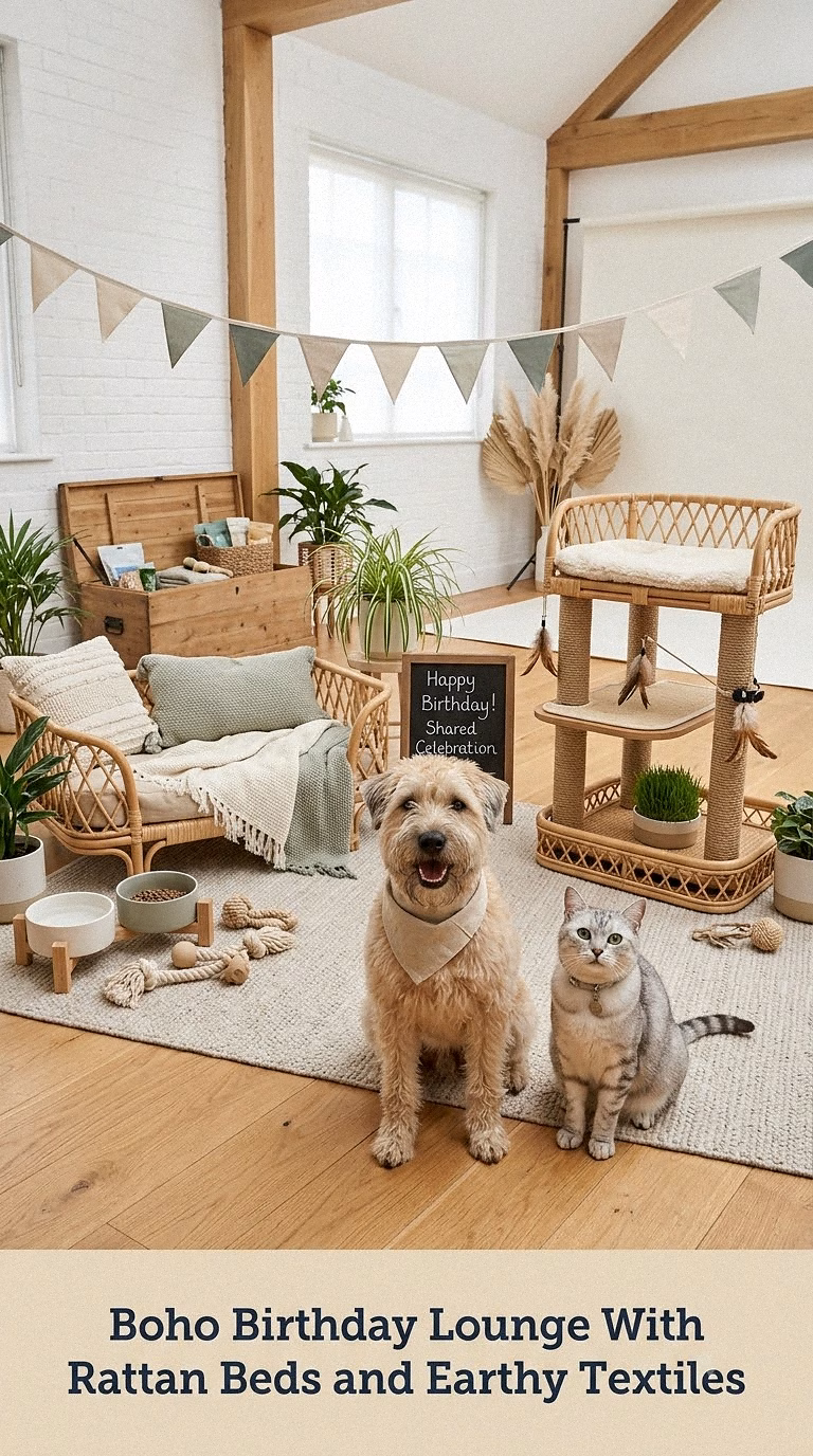 Boho Birthday Lounge With Rattan Beds and Earthy Textiles