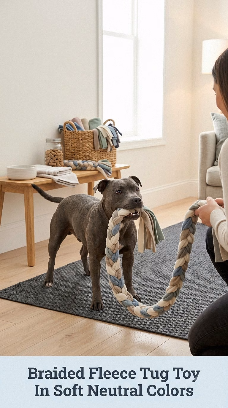 Braided Fleece Tug Toy In Soft Neutral Colors