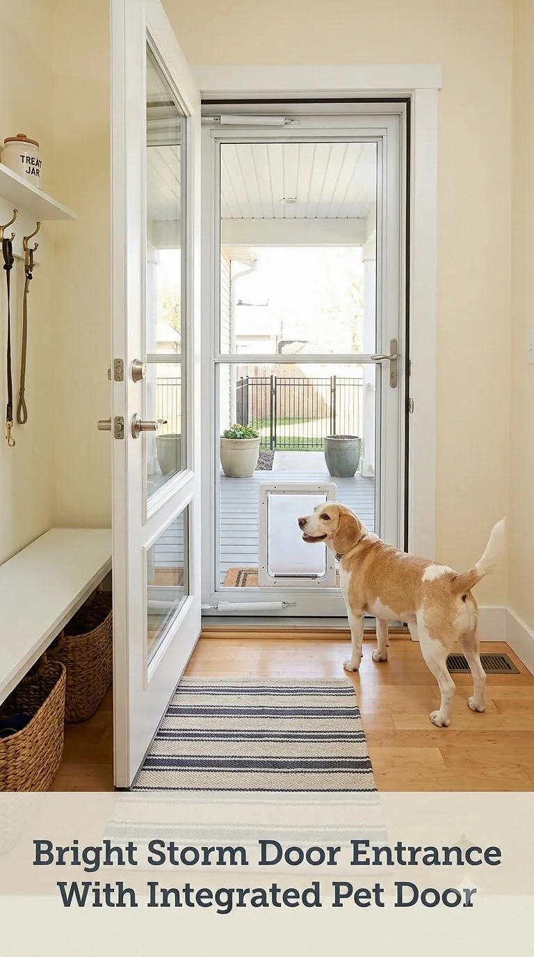 Bright Storm Door Entrance With Integrated Pet Door