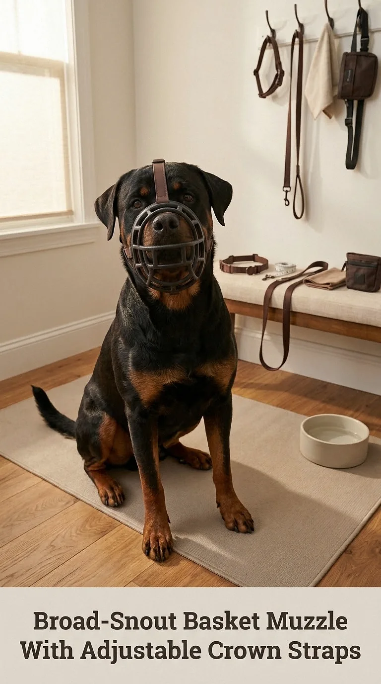 Broad-Snout Basket Muzzle With Adjustable Crown Straps