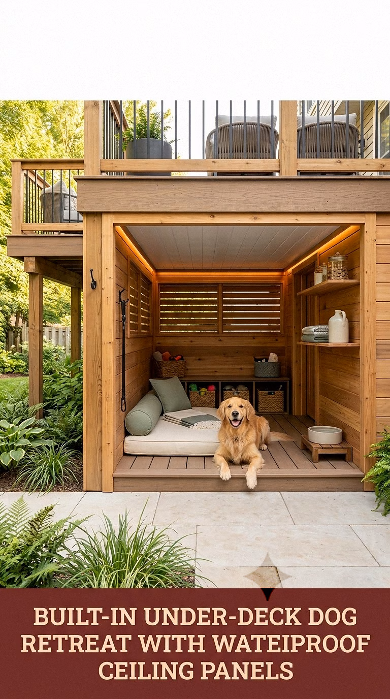 Built-In Under-Deck Dog Retreat With Waterproof Ceiling Panels
