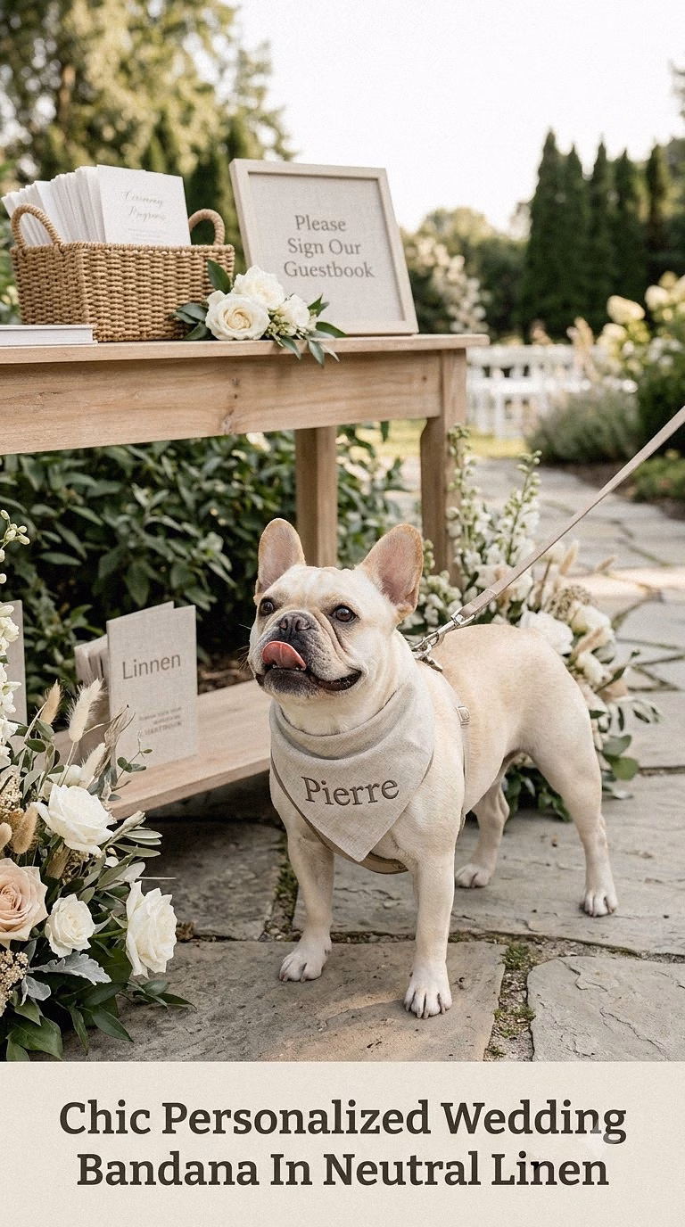 Chic Personalized Wedding Bandana In Neutral Linen