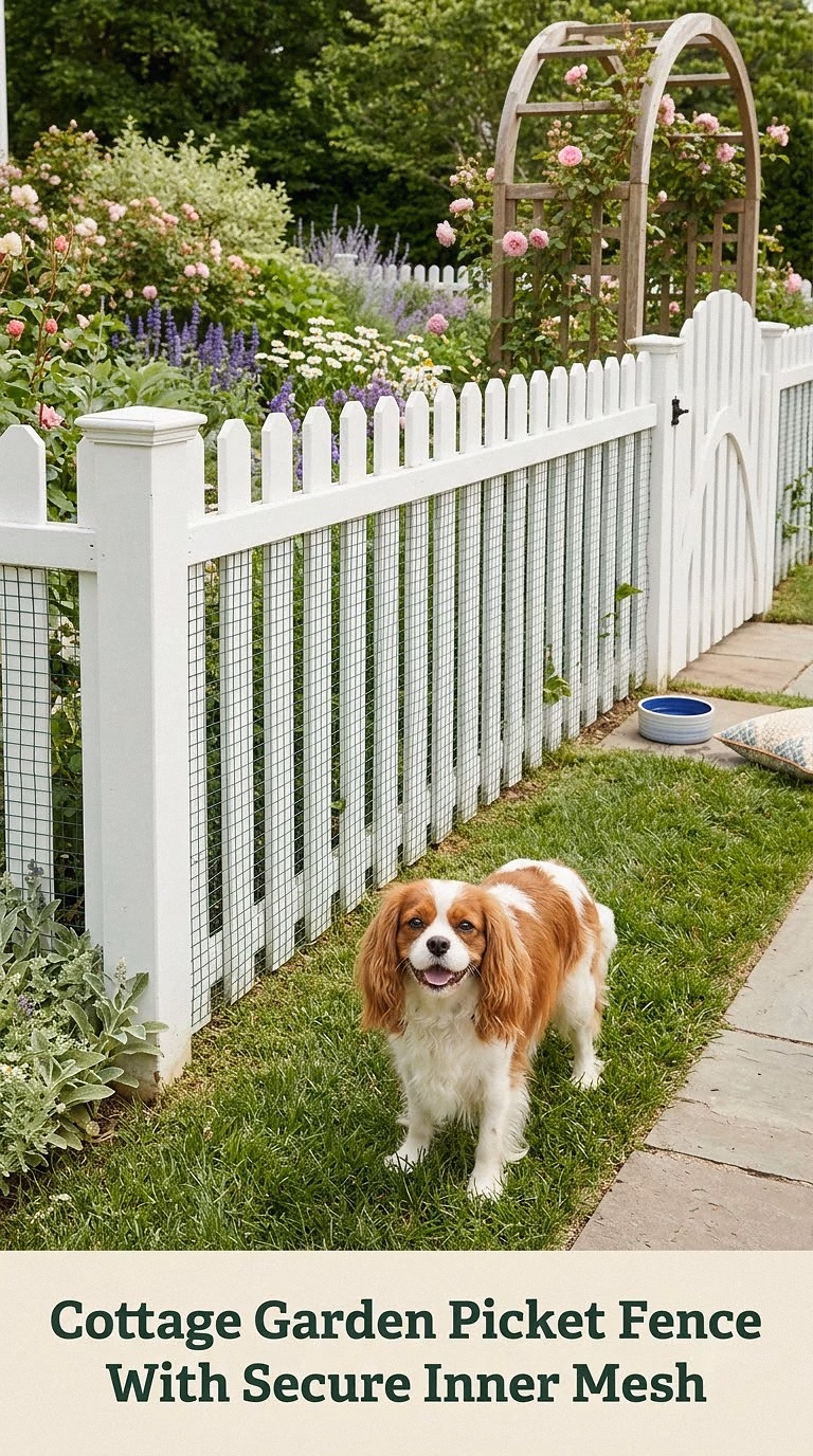 Cottage Garden Picket Fence With Secure Inner Mesh