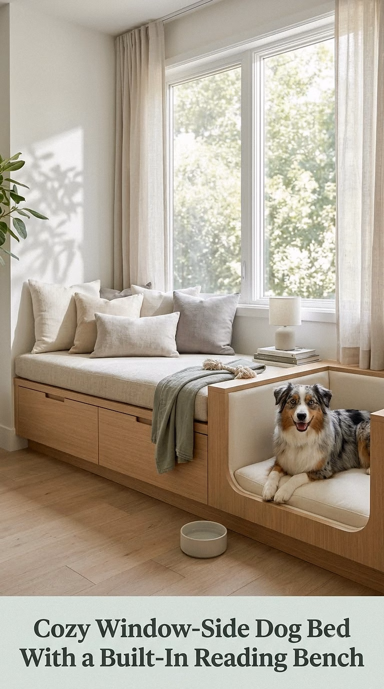 Cozy Window-Side Dog Bed With a Built-In Reading Bench